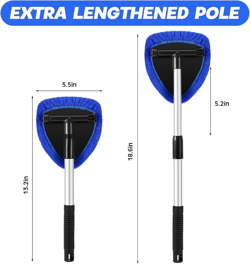 Potchen 8 Pcs Car Windshield Cleaner Tool Kit with Extendable Handle, Microfiber Towel Pads, Brush, Empty Spray Bottle for Auto Glass Wiper Suvs Rvs & Home Windows(Blue) - Image 3